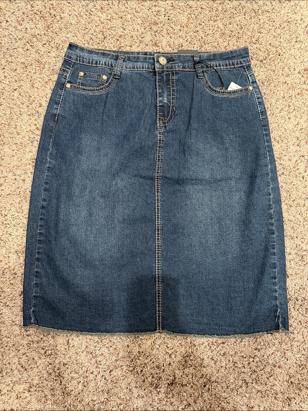 Roz & Ali Dark Blue Denim Pencil Skirt